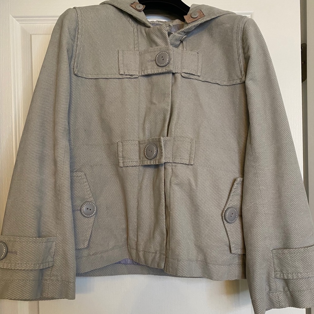 Anthropologie Grey Cordoruy Hooded Jacket